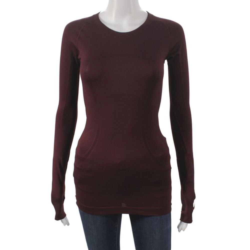 Lululemon Women Purple Seamless Knit Pullover Crew Neck Long Sleeve Top Size 4